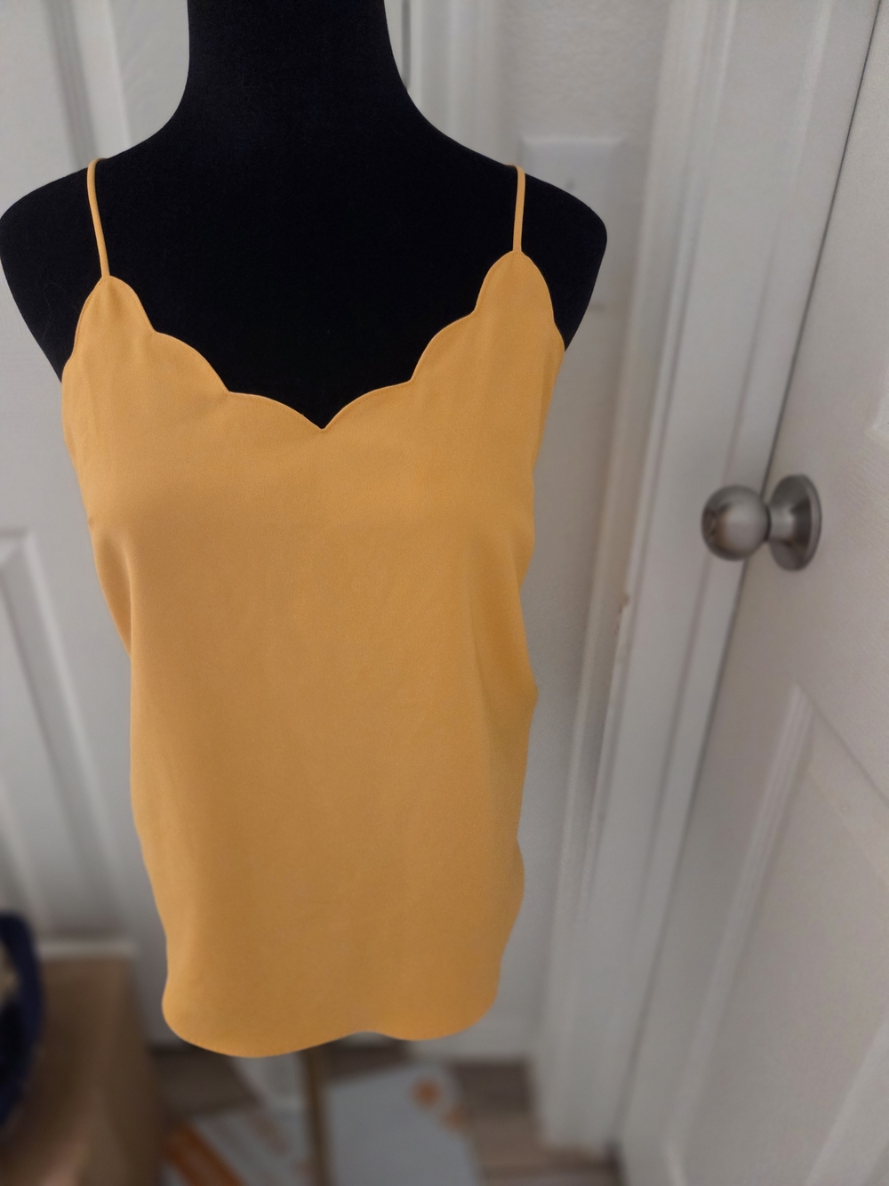 J. Crew Mustard Scallop V-Neck Spaghetti Strap Cami